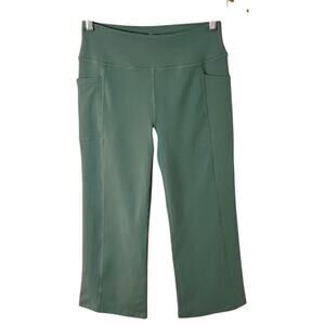 Skechers Women's Go Walk High Waisted Crop Pant S Green Athletic Pockets UPF 40+